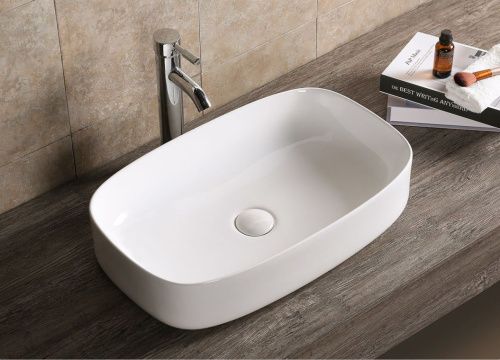 Раковина из сантехнического фарфора Cerutti SPA CR0045 60х40 накладная цвет белый без отверстий под смеситель