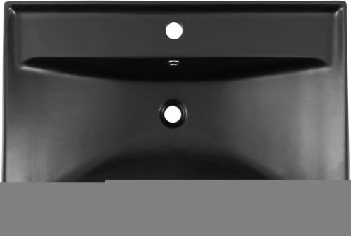 Раковина керамическая Aquanet Ирис 00329248 71х48 полувстраиваемая цвет черный 1 отверстие под смеситель - фото 3