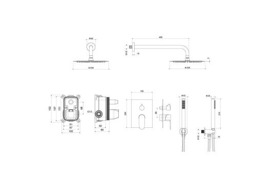 Душевая система Aquatek Оберон AQ1272BG встраиваемая в стену цвет золото - фото 2