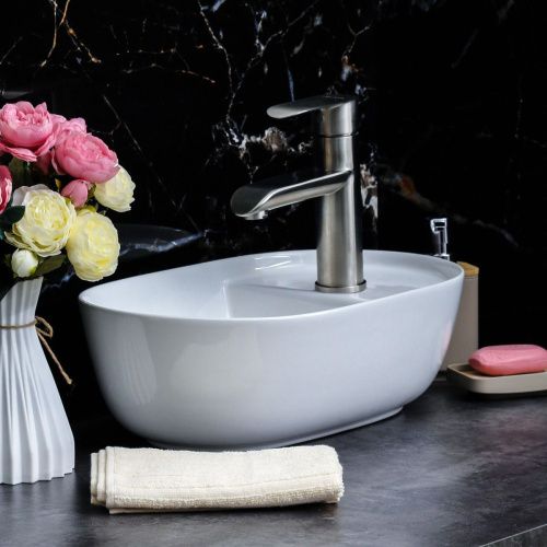 Раковина из сантехнического фарфора Melana 320333-805 40х30 накладная цвет белый 1 отверстие под смеситель - фото 5