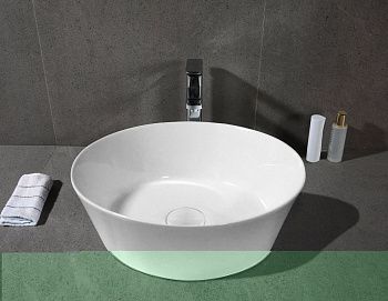 Раковина из сантехнического фарфора Cerutti SPA CR3301MWM2 40х40 накладная цвет белый без отверстий под смеситель