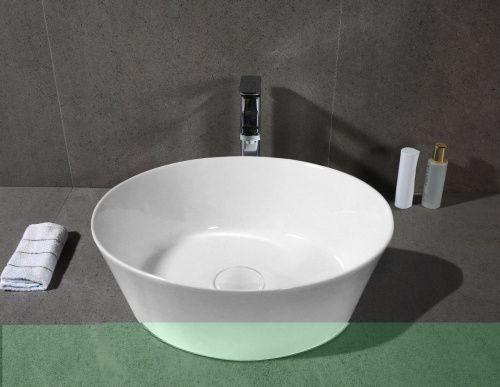 Раковина из сантехнического фарфора Cerutti SPA CR3301MWM2 40х40 накладная цвет белый без отверстий под смеситель