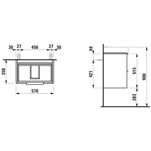 Тумба под раковину Laufen Base 4.0221.2.110.261.1 60х40 подвесная цвет белый - фото 2