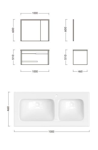 Комплект мебели: тумба с раковиной + зеркало-шкаф Cerutti SPA OGLIO 100 100х50 подвесной цвет серый - фото 5