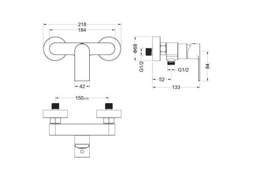 Комплект смесителей Aquatek ЛИРА AQ1432CR настенный хром - фото 4