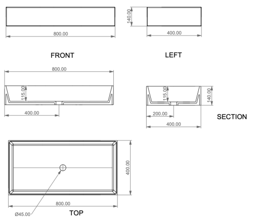 Раковина керамическая GSG Ceramic Design Zenith ZELAVFS80000 80х40 накладная цвет белый без отверстий под смеситель - фото 2