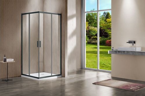 Душевой уголок Vincea Garda VSS-1G100CLGM 100х100 стекло прозрачное профиль вороненая сталь без поддона - фото 2