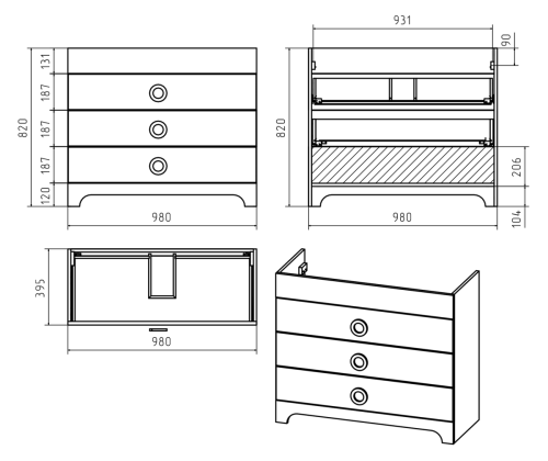 Тумба под раковину Misty Лейла Пр-Лей01100-013Я 100х40 напольная цвет белый - фото 4