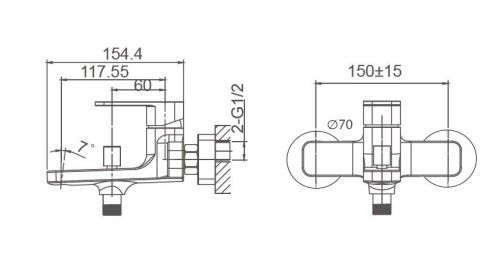 Смеситель для ванны Wonzon & Woghand Arnie WW-693101-MB настенный черный - фото 5