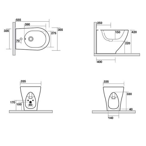 Биде напольное Kerasan AQUATECH 372201*1 цвет белый - фото 2