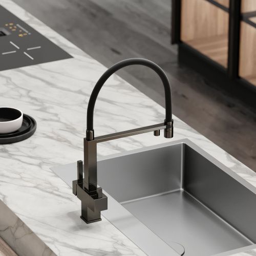 Смеситель для кухни Sancos Moro SC4006GG на мойку вороненая сталь - фото 4