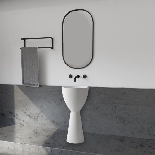 Раковина из искусственного камня Abber STEIN AS2507 50х50 напольная цвет белый без отверстий под смеситель - фото 3