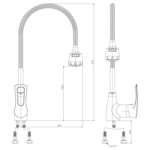 Смеситель для кухни Rossinka T T40-26 на мойку хром - фото 2