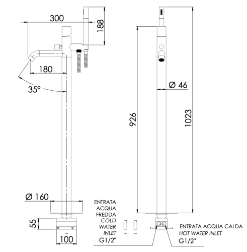 Смеситель для ванны Daniel Trilogy TG678CR напольный хром - фото 3