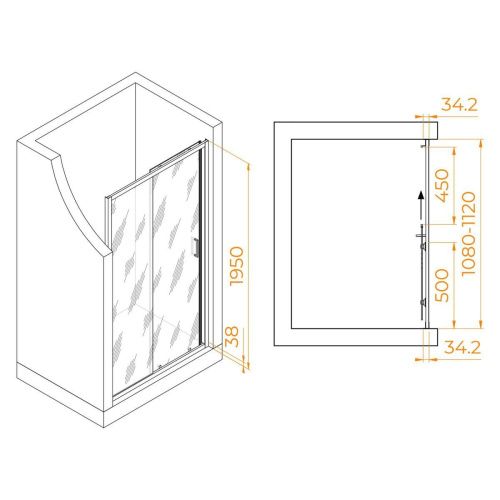 Душевая дверь RGW Passage 41081411-14 110х195 стекло прозрачное профиль черный - фото 2