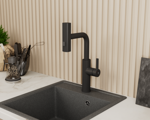 Смеситель для кухни Rush Tinos TI3732-18Black на столешницу черный - фото 4