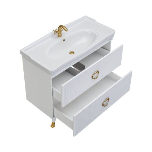 Раковина из сантехнического фаянса Kirovit Модерн 30105 110х50 встраиваемая цвет белый - фото 5