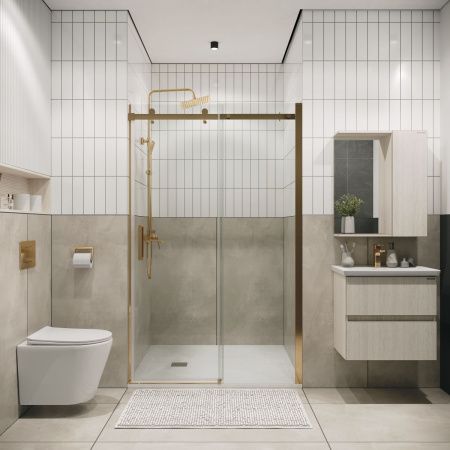 Душевая дверь Grossman Classic 100.K33.04.160.32.00 160х195 стекло прозрачное профиль золото