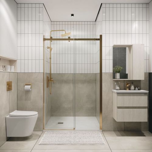 Душевая дверь Grossman Classic 100.K33.04.120.32.00 120х195 стекло прозрачное профиль золото - фото 4