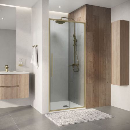 Душевая дверь Niagara Nova NG-44-9ASG 90х195 стекло прозрачное профиль золото