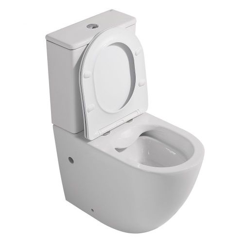 Унитаз напольный с бачком Abber Bequem AC1110 белый с сиденьем безободковый каскадный смыв - фото 3