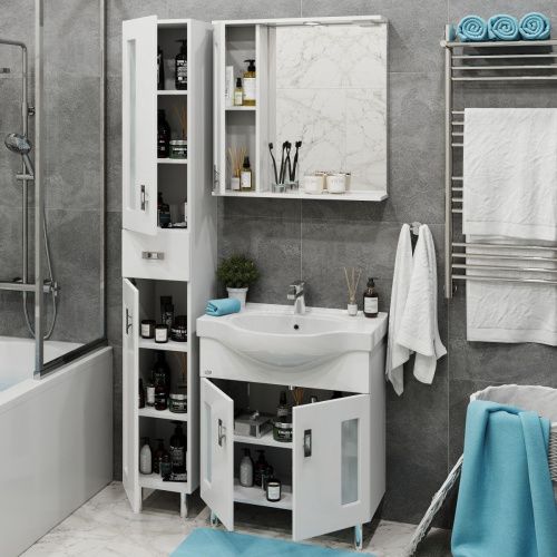 Зеркало-шкаф Onika Кристалл 206705 70х70 подвесной цвет белый - фото 5