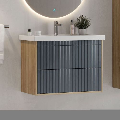 Тумба под раковину Onika Дайлер 108061 80х40 подвесная цвет белый/коричневый - фото 2