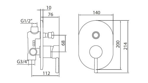 Смеситель для душа Creavit DFC2398 встраиваемый в стену хром - фото 2