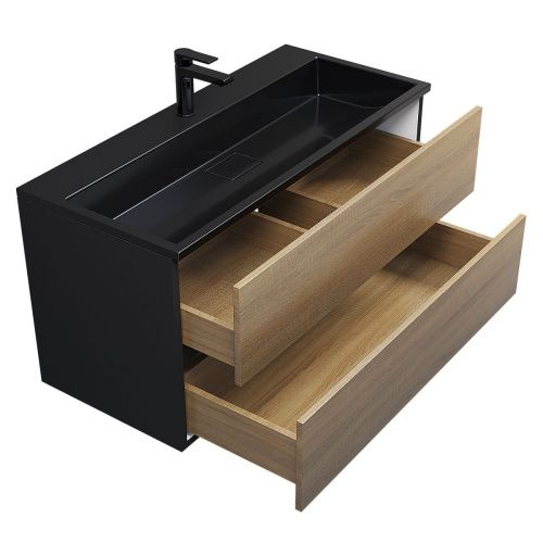 Раковина из искусственного камня Uperwood Barsa 3939193465 100х50 полувстраиваемая цвет черный - фото 4