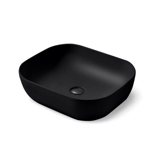 Раковина из сантехнического фарфора Vincea VBS-101MB 50х40 накладная цвет черный без отверстий под смеситель