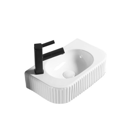 Раковина из сантехнического фарфора Vincea VBS-503 45х27 подвесная цвет белый 1 отверстие под смеситель - фото 2