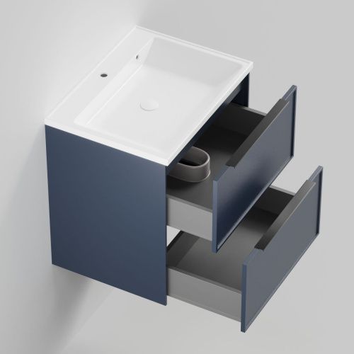 Тумба с раковиной La Fenice SIMPLA TWIN NFNC-01-SIM-BG-100-2-3-100 100х50 подвесная цвет синий - фото 2