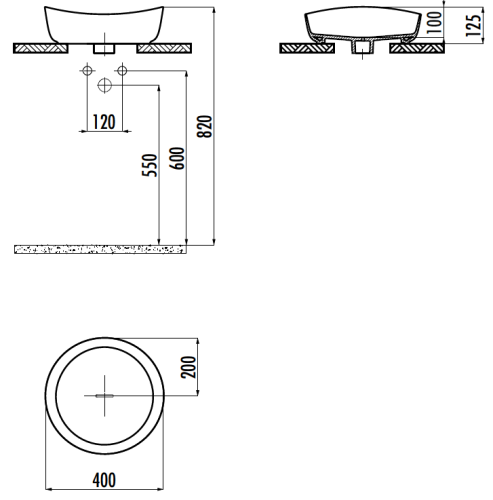 Раковина из сантехнического фарфора Creavit Ruby RB140-00MB42E-0000 40х40 накладная цвет белый - фото 2