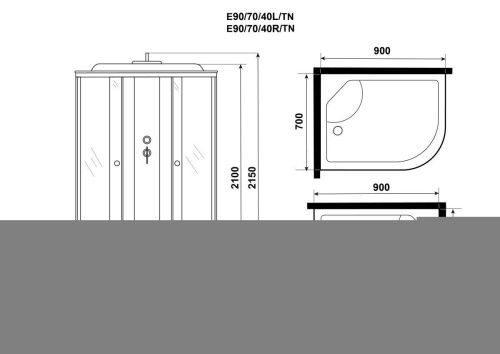 Душевая кабина Niagara Eco E90/70/40L/TN 90х70 асимметричная с крышей ориентация левая - фото 4