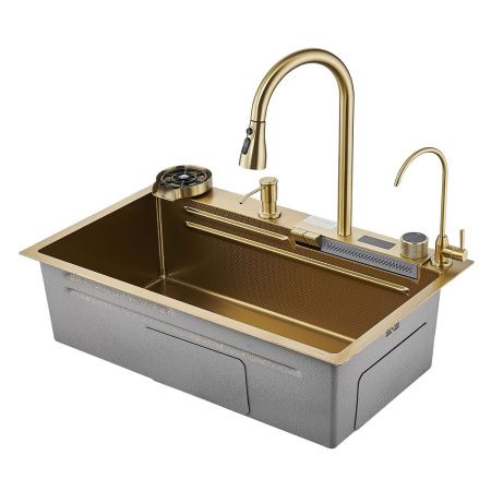 Кухонная мойка Savol S-SC002C 75х45 цвет золото поверхность матовая