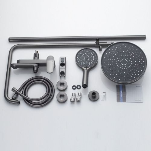 Душевая стойка Shevanik S4336T настенная цвет оружейная сталь - фото 4
