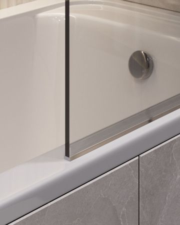 Душевая шторка на ванну Timo T27 70х140 стекло прозрачное профиль черный ориентация универсальная