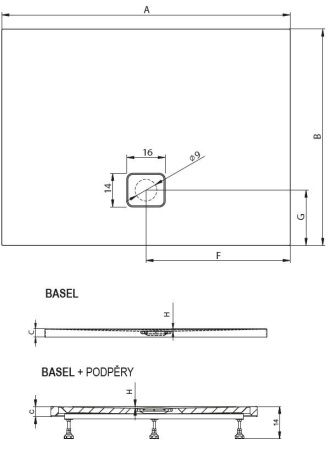 Душевой поддон акриловый Riho BASEL D005033005 170х90 белый без ножек