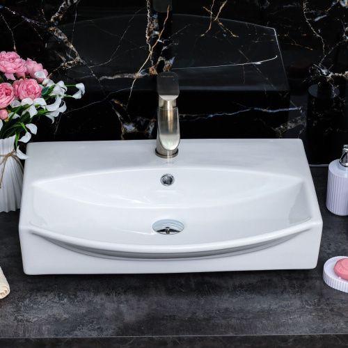 Раковина из сантехнического фарфора Melana 78014D-805 60х50 подвесная цвет белый 1 отверстие под смеситель - фото 3