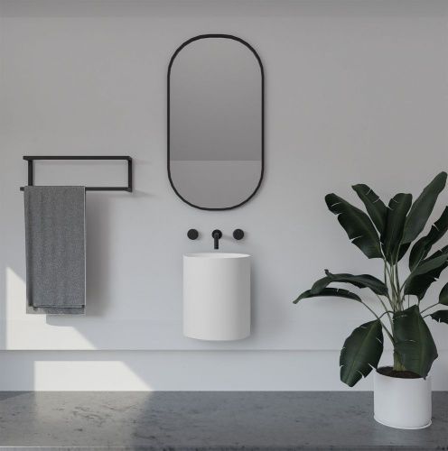 Раковина из искусственного камня Abber STEIN AS2624 40х40 подвесная цвет белый без отверстий под смеситель - фото 3