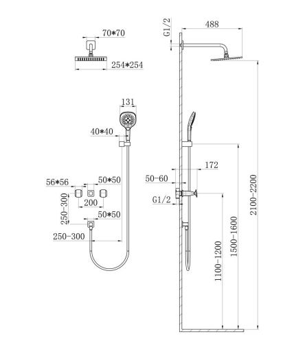 Душевая система Wonzon & Woghand Shakespeare WW-654701-DG встраиваемая в стену цвет золото - фото 2