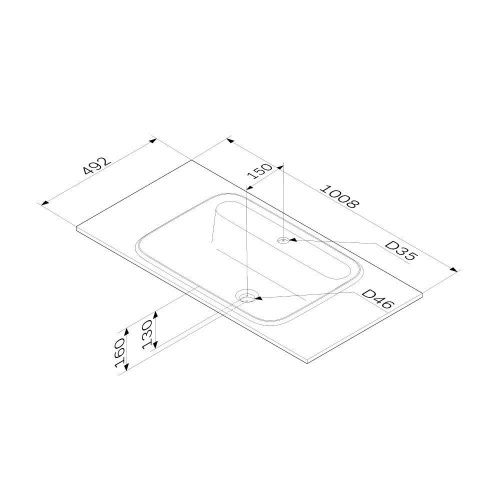 Раковина из искусственного камня Am.Pm Func M8FWPC1000WM 100х50 встраиваемая цвет белый 1 отверстие под смеситель - фото 3