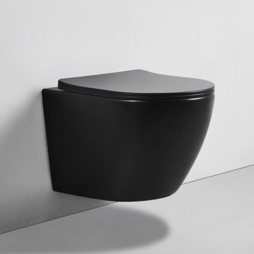 Унитаз подвесной Bond Oval F01-108 черный с сиденьем микролифт безободковый душевой смыв - фото 2