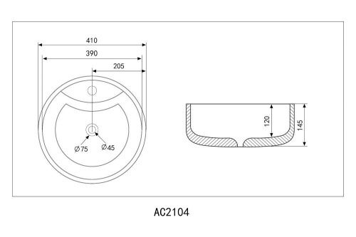 Раковина керамическая Abber BEQUEM AC2104MB 40х40 накладная цвет черный 1 отверстие под смеситель - фото 5