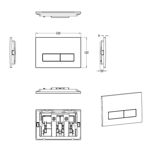 Клавиша смыва механическая Wonzon & Woghand WW-IB224-CR цвет хром - фото 2