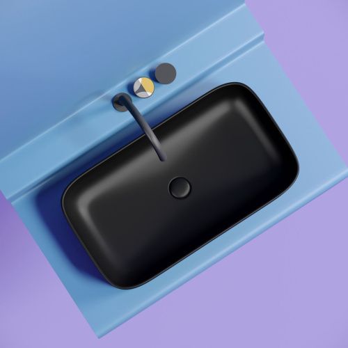 Раковина из сантехнического фарфора Ceramica Nova ELEMENT CN6054MB 70х40 накладная цвет черный без отверстий под смеситель - фото 4
