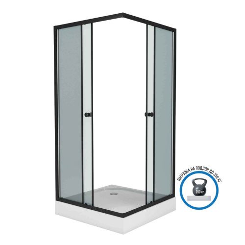 Душевой уголок Niagara Eco _0081432QT 80х80 стекло тонированное профиль черный с поддоном