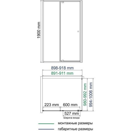 Душевой уголок Wasserkraft Aula 11P 11P18 100х90 стекло прозрачное профиль хром без поддона