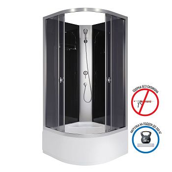 Душевая кабина Niagara Eco E80/40/TN/BK 80х80 четверть круга без крыши ориентация универсальная