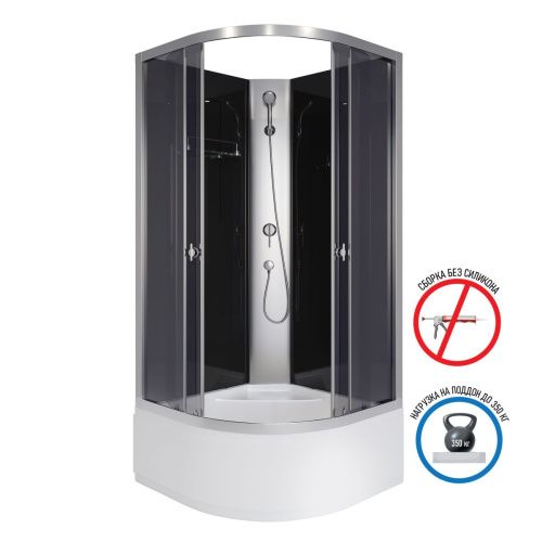 Душевая кабина Niagara Eco E80/40/TN/BK 80х80 четверть круга без крыши ориентация универсальная